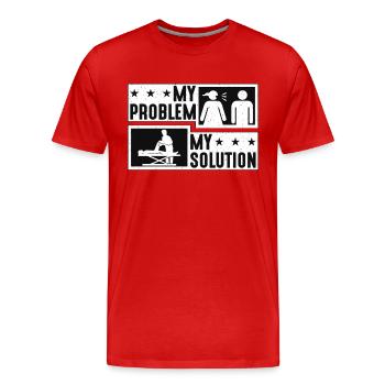 Massothérapeute Mon problème Mon pictogramme Papa Maman - T-shirt bio Premium Homme - rouge - Devant - Damien (186cm)