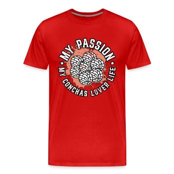 Conchas Lover Ma Passion Mes Conchas Mexicain Sucré - T-shirt bio Premium Homme - rouge - Devant - Damien (186cm)