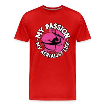 Acrobatie artistique Ma passion Ma vie aérienne Arts aériens - T-shirt bio Premium Homme - rouge - Devant - Damien (186cm)