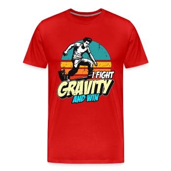 Parkour Je lutte contre la gravité et Backflip Amateur de parkour - T-shirt bio Premium Homme - rouge - Devant - Damien (186cm)