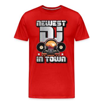 Disc Jockey Le nouveau DJ de la ville aime les disques vinyles - T-shirt bio Premium Homme - rouge - Devant - Damien (186cm)