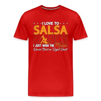 Danse Salsa J’Aime Danser La Salsa Danseuse Salsa - T-shirt bio Premium Homme - rouge - Devant - Damien (186cm)
