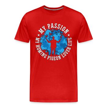 Pigeon voyageur Ma passion Mon éleveur de pigeons voyageurs - T-shirt bio Premium Homme - rouge - Devant - Damien (186cm)