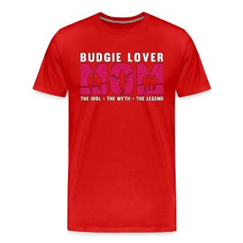 Amoureux des perruches Maman L’idole L’amoureux des oiseaux colorés - T-shirt bio Premium Homme - rouge - Devant - Damien (186cm)