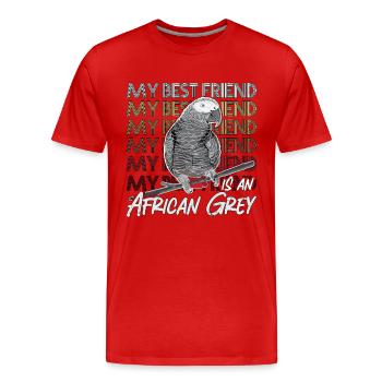 Gris africain Mon meilleur ami est ornithologue - T-shirt bio Premium Homme - rouge - Devant - Damien (186cm)