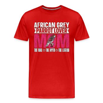 Amoureux du perroquet gris africain maman le propriétaire du perroquet - T-shirt bio Premium Homme - rouge - Devant - Damien (186cm)