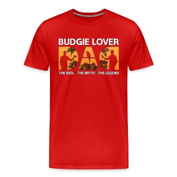 Amoureux des perruches Papa L’idole Le mythe Propriétaire de perruche - T-shirt bio Premium Homme - rouge - Devant - Damien (186cm)