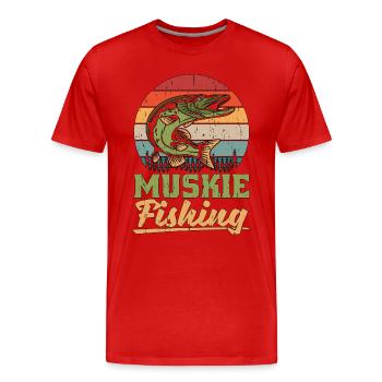Muskie Fishing Predatory Fish Muskie Fisherman - Men's Premium Organic T-Shirt - red - Front - Damien (186cm)