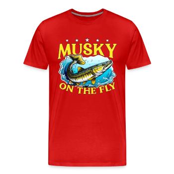 Musky Fishing Musky On The Fly Predatory Fish - Men's Premium Organic T-Shirt - red - Front - Damien (186cm)