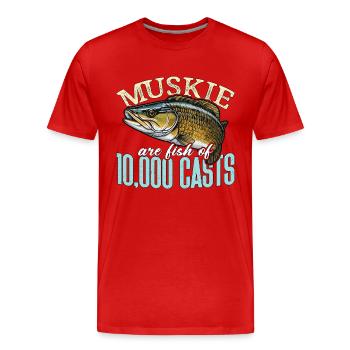 Musky Fishing Muskie Are Fish Of Predatory Fish - Men's Premium Organic T-Shirt - red - Front - Damien (186cm)