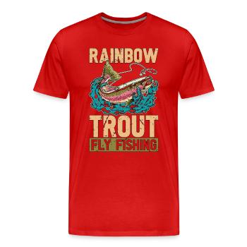 Pêche à la truite Tournoi de pêche à la mouche à la truite arc-en-ciel - T-shirt bio Premium Homme - rouge - Devant - Damien (186cm)