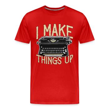 Ecriture J’invente Littérature Journaliste - T-shirt bio Premium Homme - rouge - Devant - Damien (186cm)