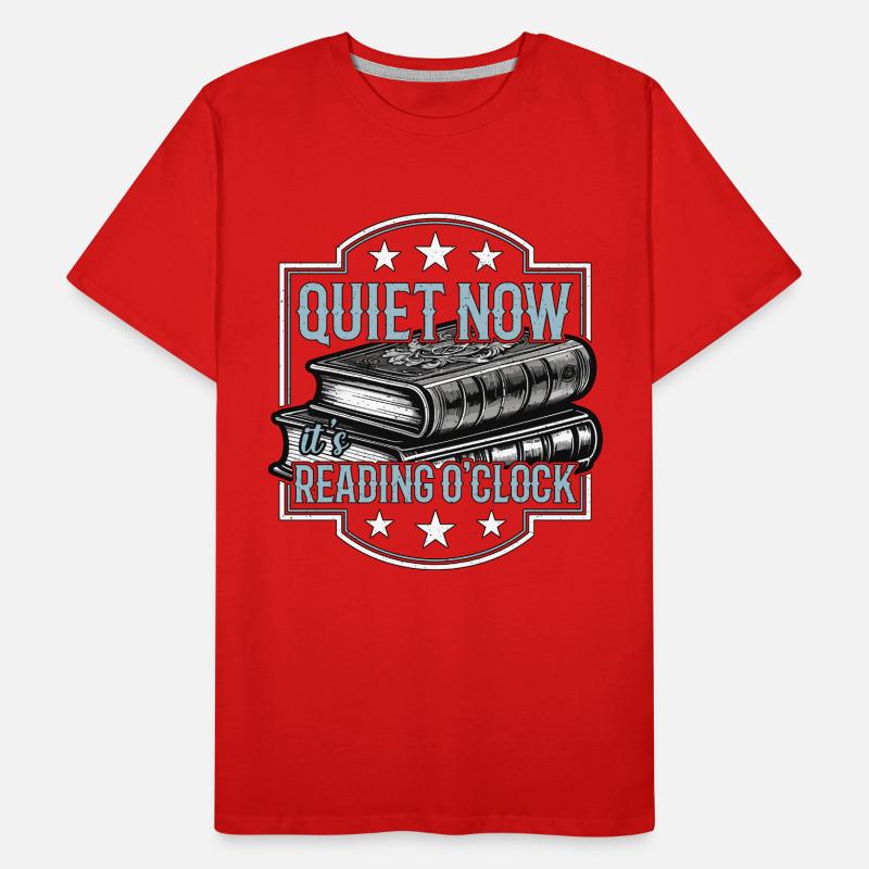 Reading Quiet Now It's Reading O'Clock Bookworm Männer Premium Bio T-Shirt