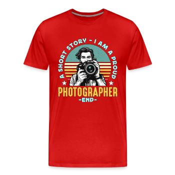 Photographe Une nouvelle Je suis un fier caméraman - T-shirt bio Premium Homme - rouge - Devant - Damien (186cm)