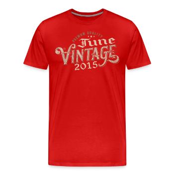 Juni 2015 Vintage Geschenk zum 9. Jahrestag 2015 - Männer Premium Bio T-Shirt - Rot - Vorne - Damien (186cm)