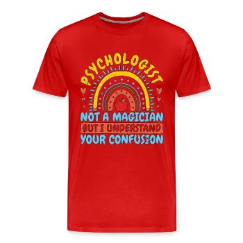 School Psych Not A Magician But Psychology Teacher - Männer Premium Bio T-Shirt - Rot - Vorne - Damien (186cm)