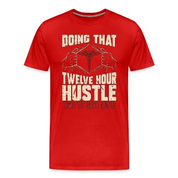 Geriatric Nurse Doing That Twelve Hour Caregiver - Men's Premium Organic T-Shirt - red - Front - Damien (186cm)