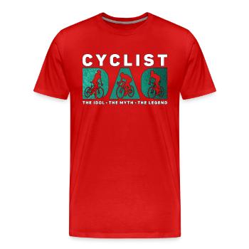 Papa cycliste L’idole Le mythe Le vététiste - T-shirt bio Premium Homme - rouge - Devant - Damien (186cm)