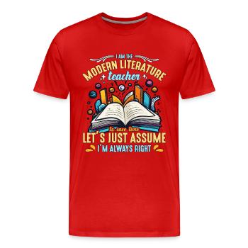 Professeur de littérature Je suis l’éducateur moderne lecteur - T-shirt bio Premium Homme - rouge - Devant - Damien (186cm)