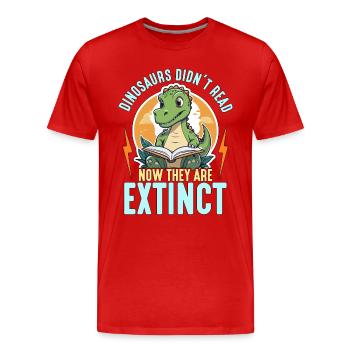Professeur de littérature Les dinosaures ne lisaient pas bibliothécaire - T-shirt bio Premium Homme - rouge - Devant - Damien (186cm)