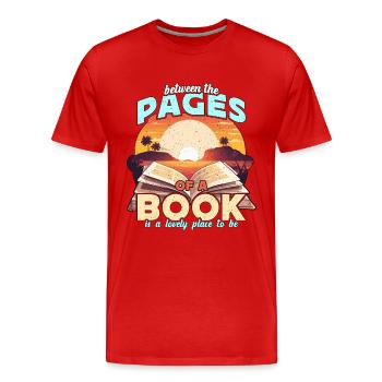 Professeur de littérature entre les pages de l’instructeur - T-shirt bio Premium Homme - rouge - Devant - Damien (186cm)
