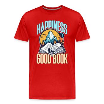 Literature Teacher Happiness Is A Good Book Reader - Men's Premium Organic T-Shirt - red - Front - Damien (186cm)