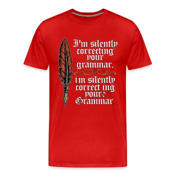 Éditeur de livre Je corrige silencieusement l’auteur du livre - T-shirt bio Premium Homme - rouge - Devant - Damien (186cm)