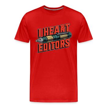 Éditeur de livres I Heart Editors Éditeur Bookworm - T-shirt bio Premium Homme - rouge - Devant - Damien (186cm)
