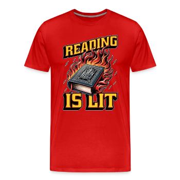 Literature Teacher Reading Is Lit Educator Bookish - Men's Premium Organic T-Shirt - red - Front - Damien (186cm)