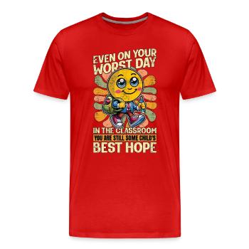 Professeur de littérature même dans votre pire journée Éducateur - T-shirt bio Premium Homme - rouge - Devant - Damien (186cm)