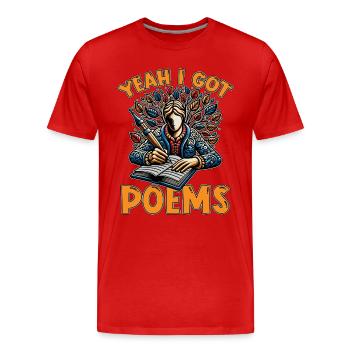 Amateur de poésie oui j’ai des poèmes Professeur de littérature - T-shirt bio Premium Homme - rouge - Devant - Damien (186cm)