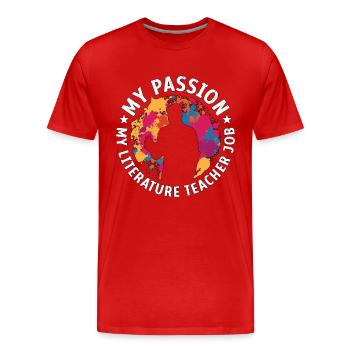 Professeur de littérature Ma passion Mon éducateur livresque - T-shirt bio Premium Homme - rouge - Devant - Damien (186cm)