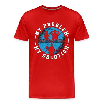 Prof de littérature Mon problème Mon pictogramme Papa Maman - T-shirt bio Premium Homme - rouge - Devant - Damien (186cm)