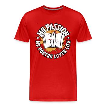 Amoureux de la poésie Ma passion Mon amoureux de la poésie Livresque - T-shirt bio Premium Homme - rouge - Devant - Damien (186cm)