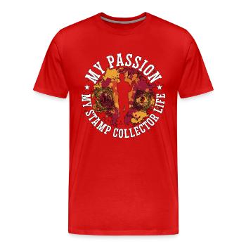 Stamp Collector My Passion My Stamp Collecting - Men's Premium Organic T-Shirt - red - Front - Damien (186cm)