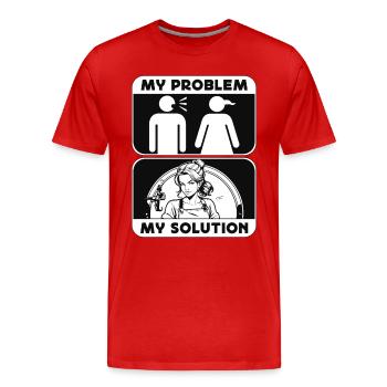 Bladesmith Mon problème Ma solution Pictogramme Maman - T-shirt bio Premium Homme - rouge - Devant - Damien (186cm)