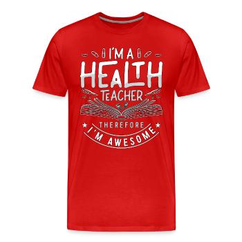 Éducateur en santé Je suis un instructeur d’enseignement de la santé - T-shirt bio Premium Homme - rouge - Devant - Damien (186cm)
