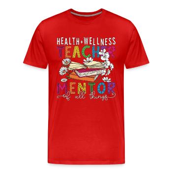 Health Educator Health + Wellness Epidemiology - Men's Premium Organic T-Shirt - red - Front - Damien (186cm)