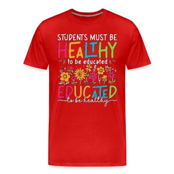 Les élèves éducateurs en santé doivent être des conseillers en bonne santé - T-shirt bio Premium Homme - rouge - Devant - Damien (186cm)