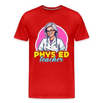 Éducateur en santé Professeur d’éducation physique Santé publique - T-shirt bio Premium Homme - rouge - Devant - Damien (186cm)