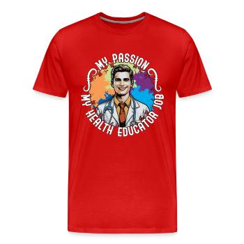 Éducateur en santé Ma passion, mon conseiller en santé - T-shirt bio Premium Homme - rouge - Devant - Damien (186cm)