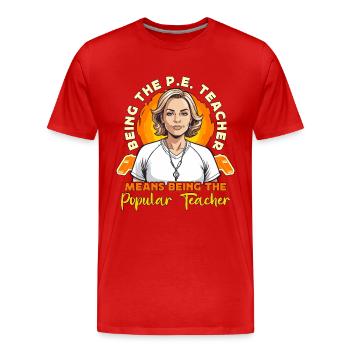 Instructeur d’éducation physique : être l’entraîneur de gym de l’enseignant d’éducation physique - T-shirt bio Premium Homme - rouge - Devant - Damien (186cm)