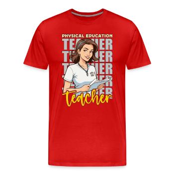 Instructeur d’éducation physique Éducateur d’éducation physique - T-shirt bio Premium Homme - rouge - Devant - Damien (186cm)