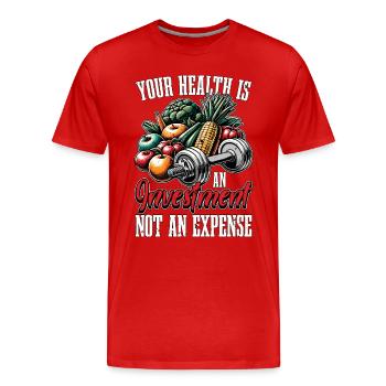 Health Coach Your Health Is An Investment Workout - Männer Premium Bio T-Shirt - Rot - Vorne - Damien (186cm)