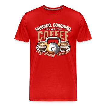 Health Coach Sharing Coaching And Coffee Workout - Men's Premium Organic T-Shirt - red - Front - Damien (186cm)