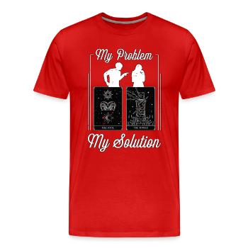 Lecteur de tarot Mon problème Ma solution Pictogramme Maman - T-shirt bio Premium Homme - rouge - Devant - Damien (186cm)