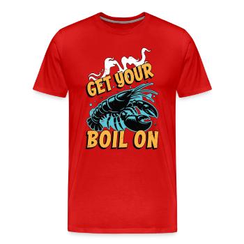Crawfish Boil Get Your Boil On Seafood Crayfish - Men's Premium Organic T-Shirt - red - Front - Damien (186cm)