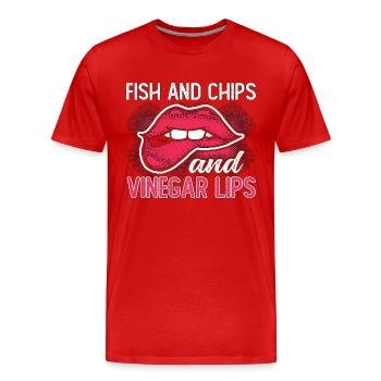 Fish And Chips And Vinegar Lips British Delicacy - Men's Premium Organic T-Shirt - red - Front - Damien (186cm)