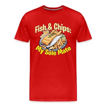 Fish & Chips My Sole Mate British Street Food - Men's Premium Organic T-Shirt - red - Front - Damien (186cm)