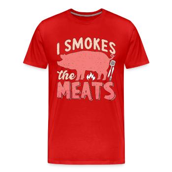 Pulled Pork BBQ I Smokes The Meats Barbecue Lover - Men's Premium Organic T-Shirt - red - Front - Damien (186cm)